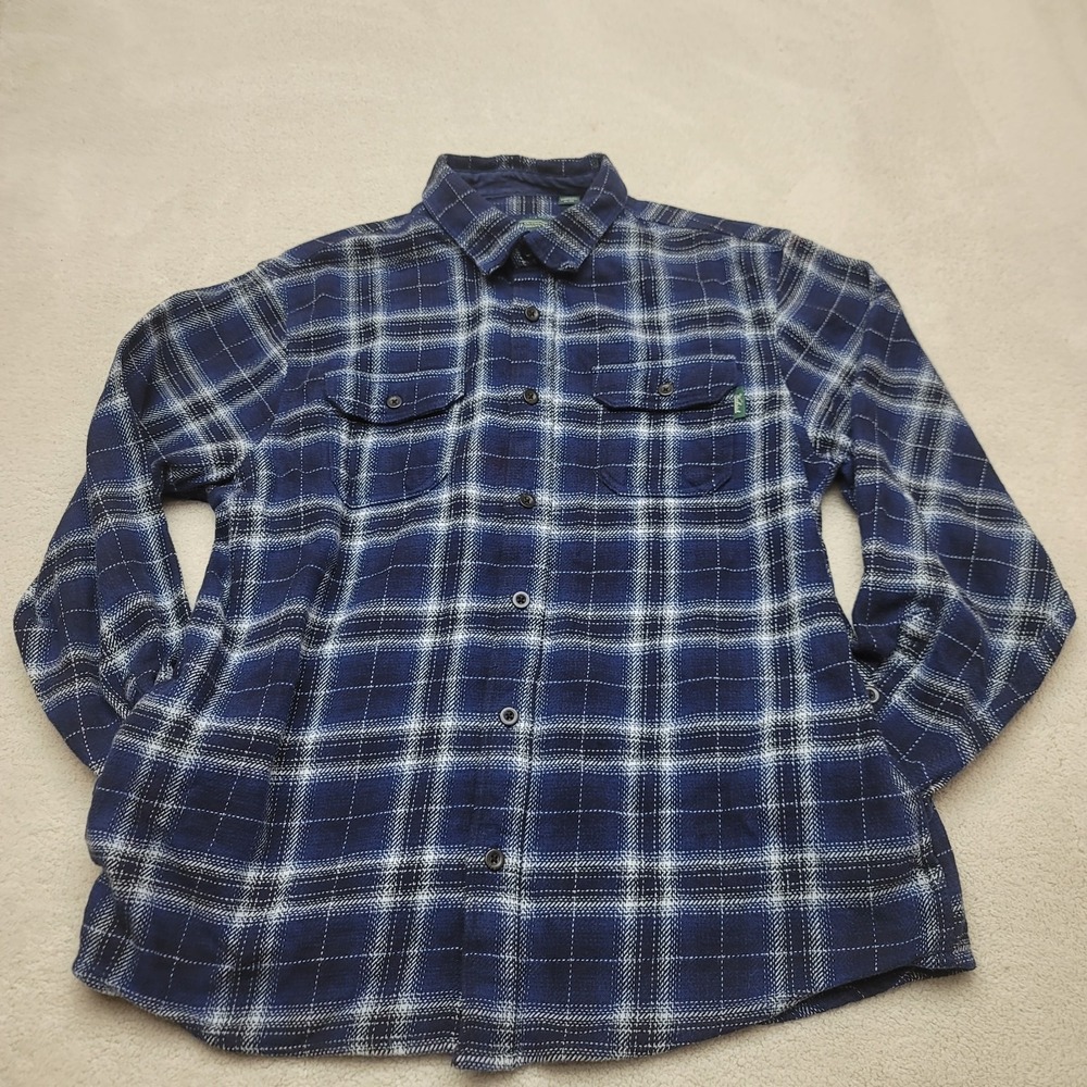 Woolrich Shirt Mens XL Blue Plaid Heavy Flannel Jacket Cotton Shacket Outdoor